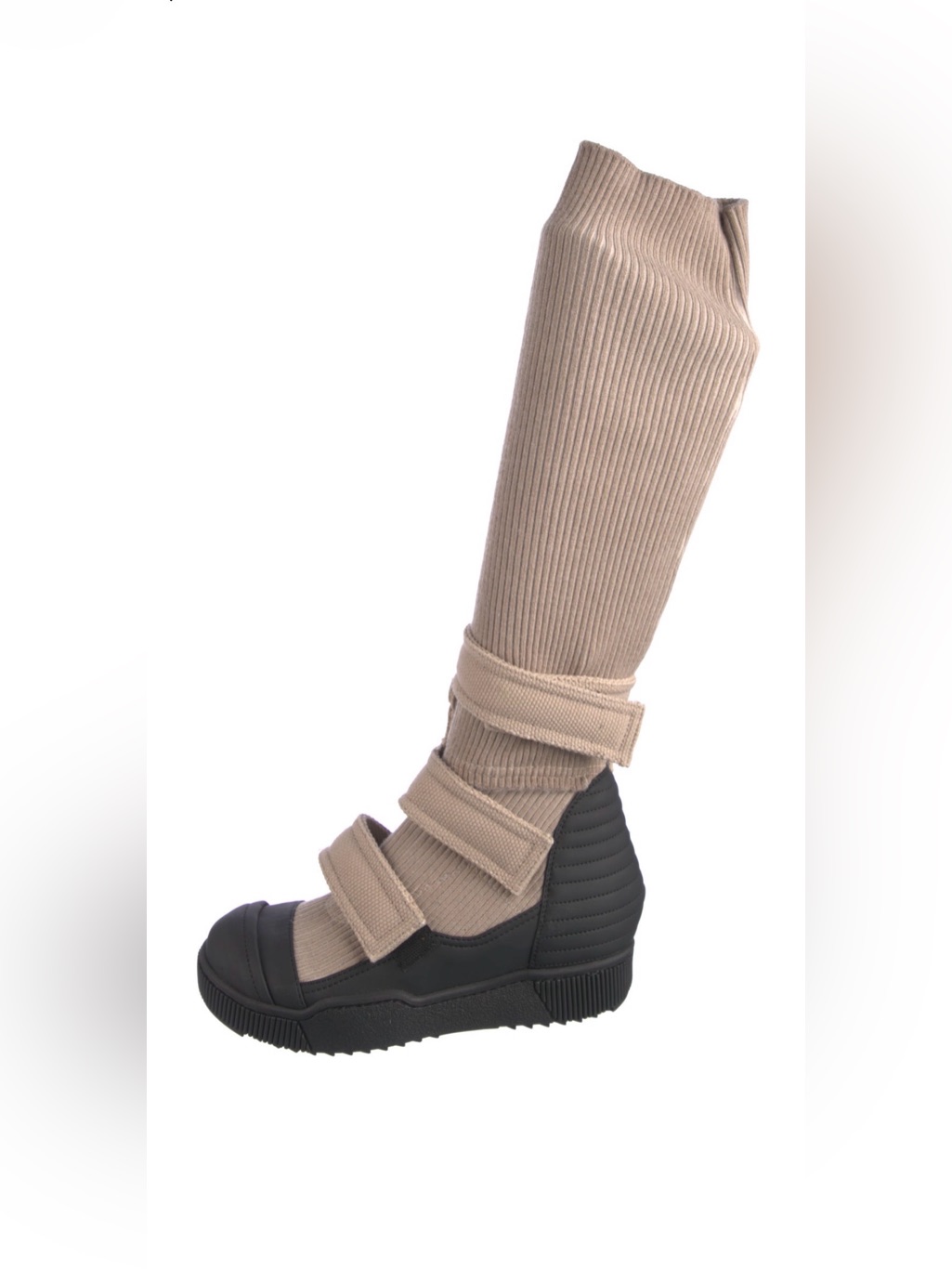 Beige Strappy Knit Combat Boots - Women Burning Man Boots — image 6 of 6